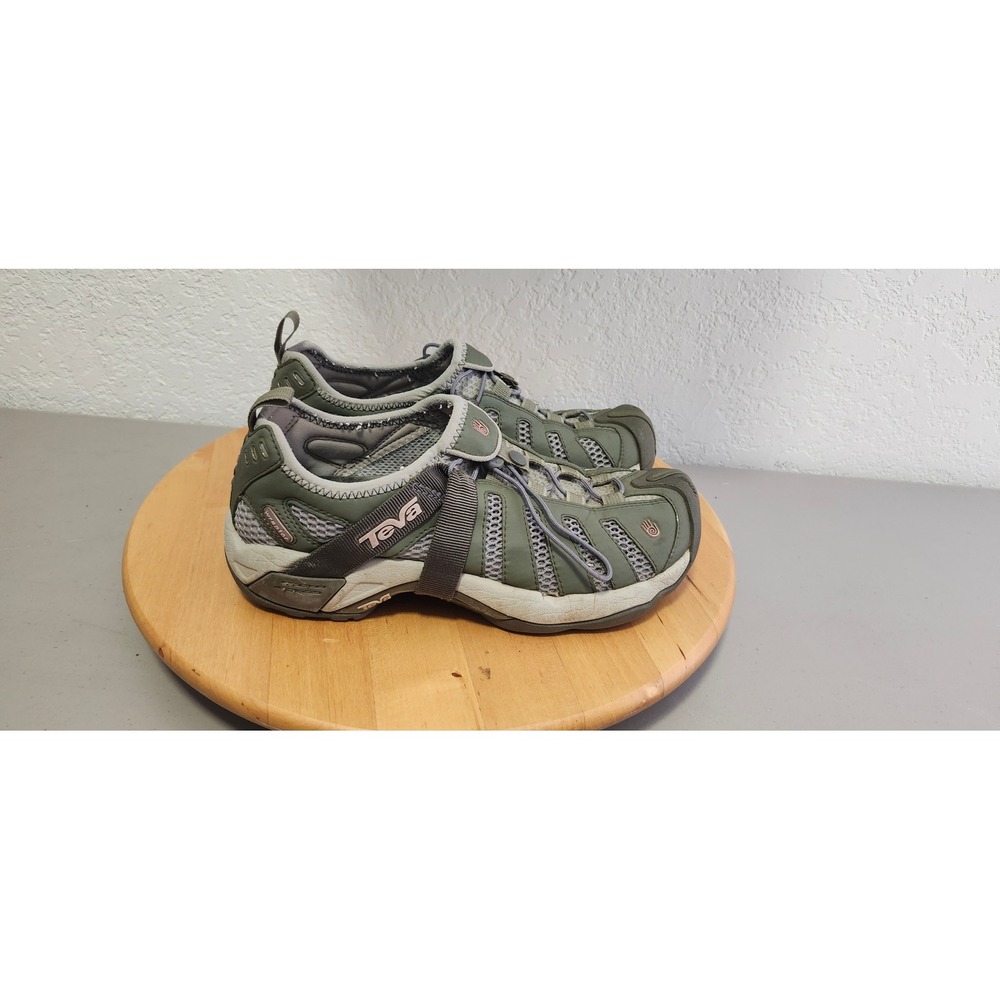 Teva 6955 Hiking Shoes Womens 8.5 Gray Multicolored Waterproof Mesh Bungee Trail